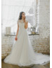 Short Sleeve Ivory Lace Tulle Wedding Dress